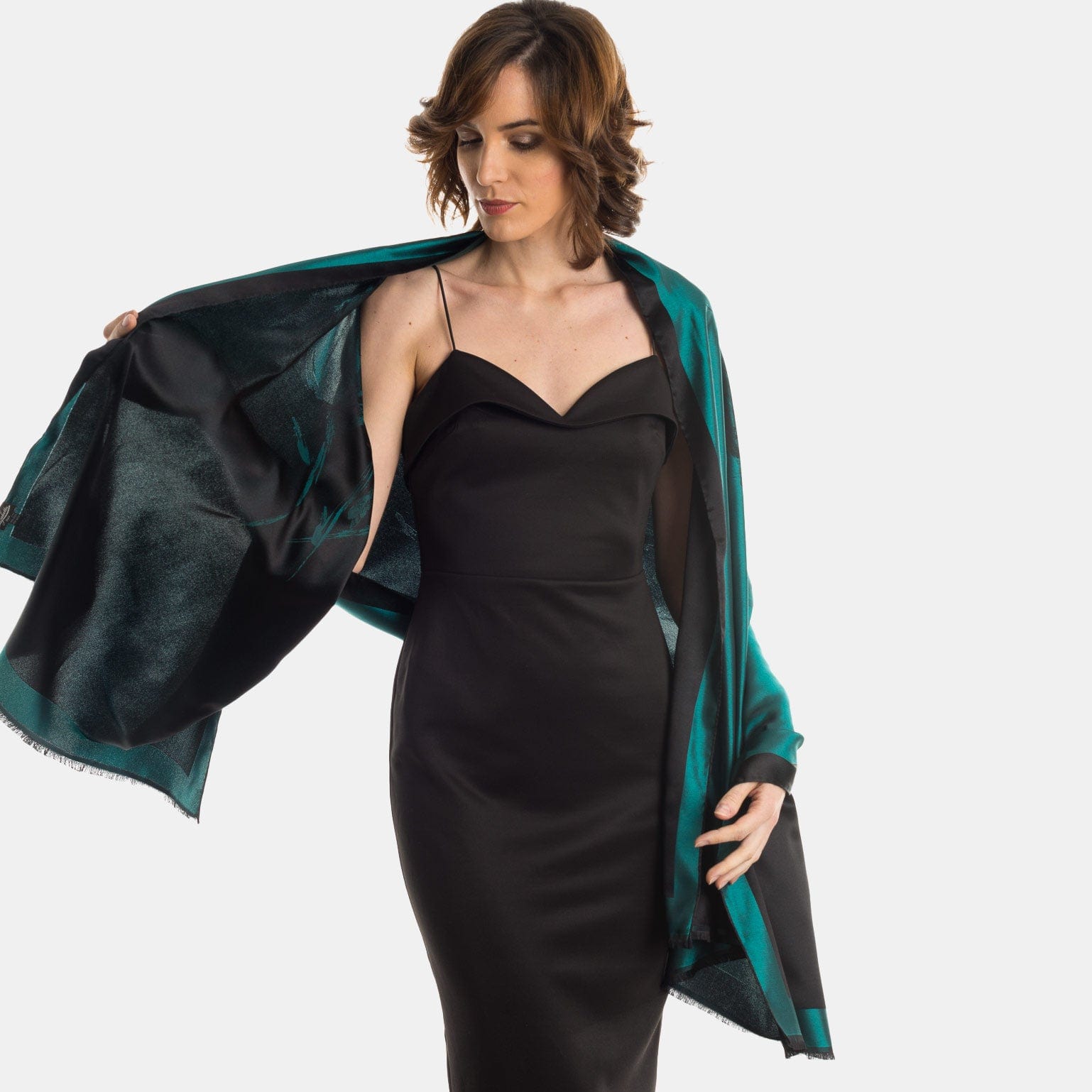 Fortuna - Silk Scarf/Shawl for Women - Emerald Green Fortuna - Silk Scarf/Shawl for Women - Emerald Green