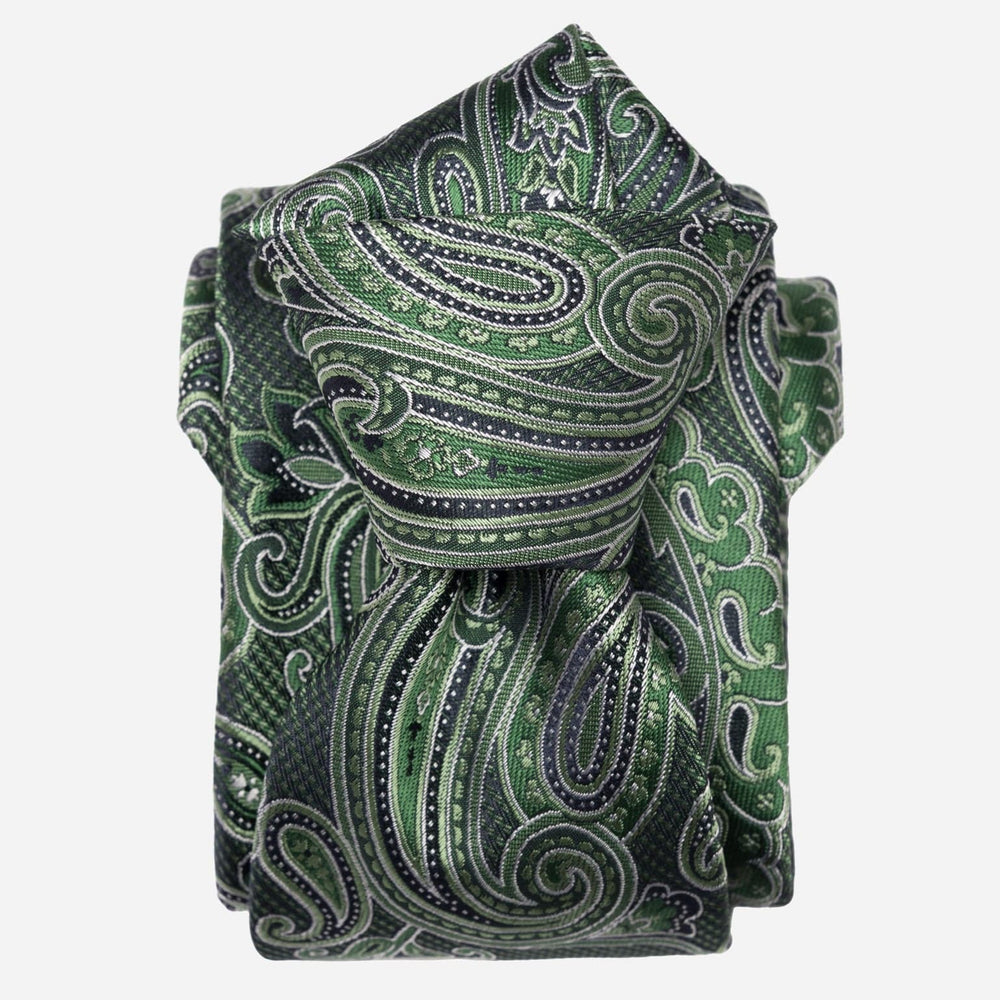 Emerald Green Jacquard Paisley Italian Silk Tie