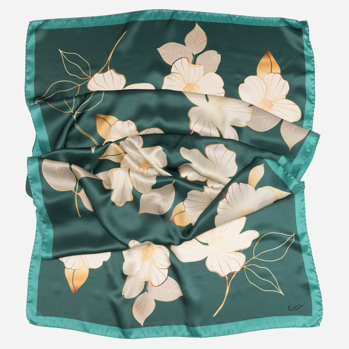 Italian Silk Satin Evening Shawl - Green