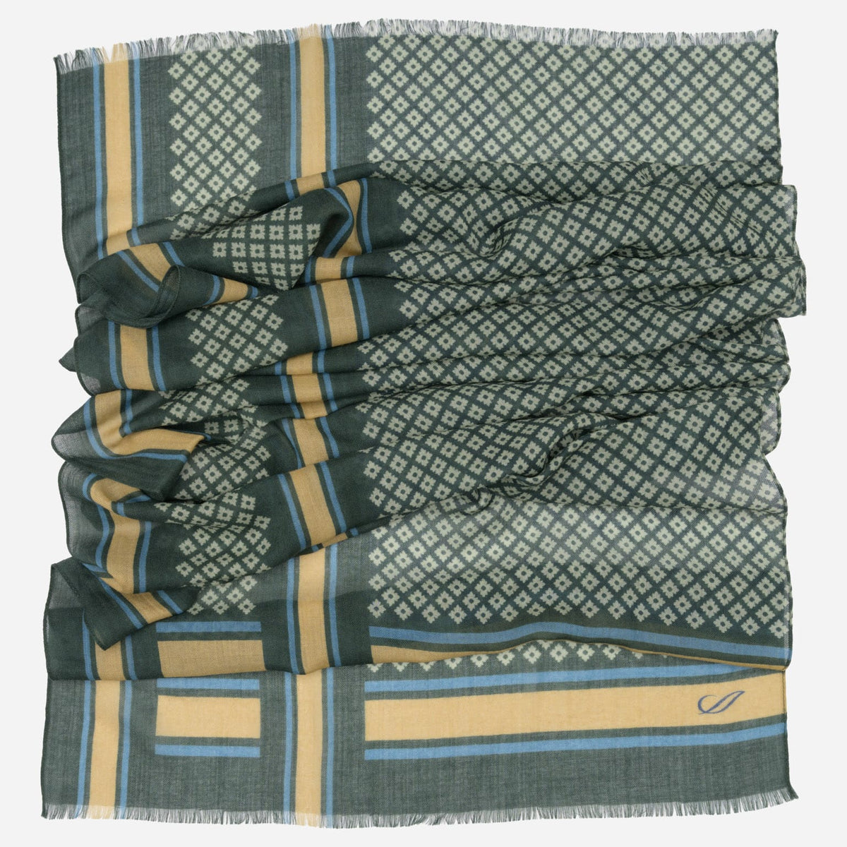 Green Italian Designer Wool Scarf