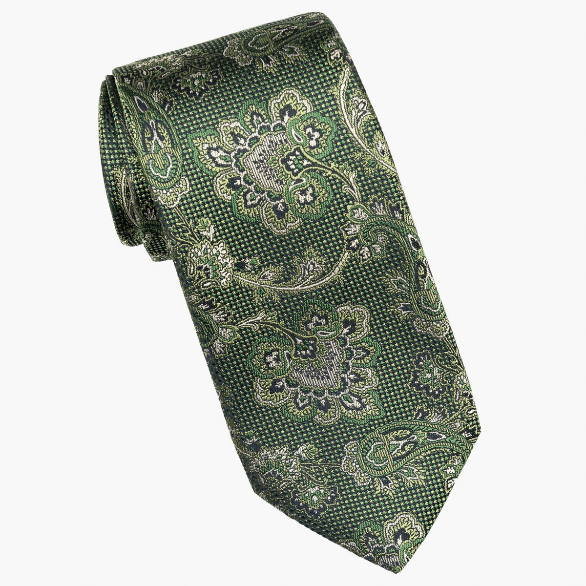 Italian Designer Green Silk Jacquard Tie