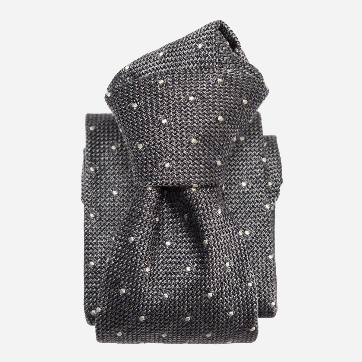 Grey Grenadine Polka Dot Tie - 100% Made in Italy