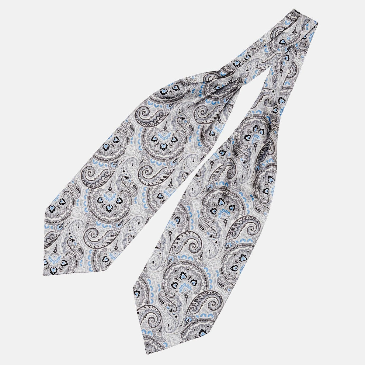 Grey Paisley Italian Silk Ascot Tie Day Cravat