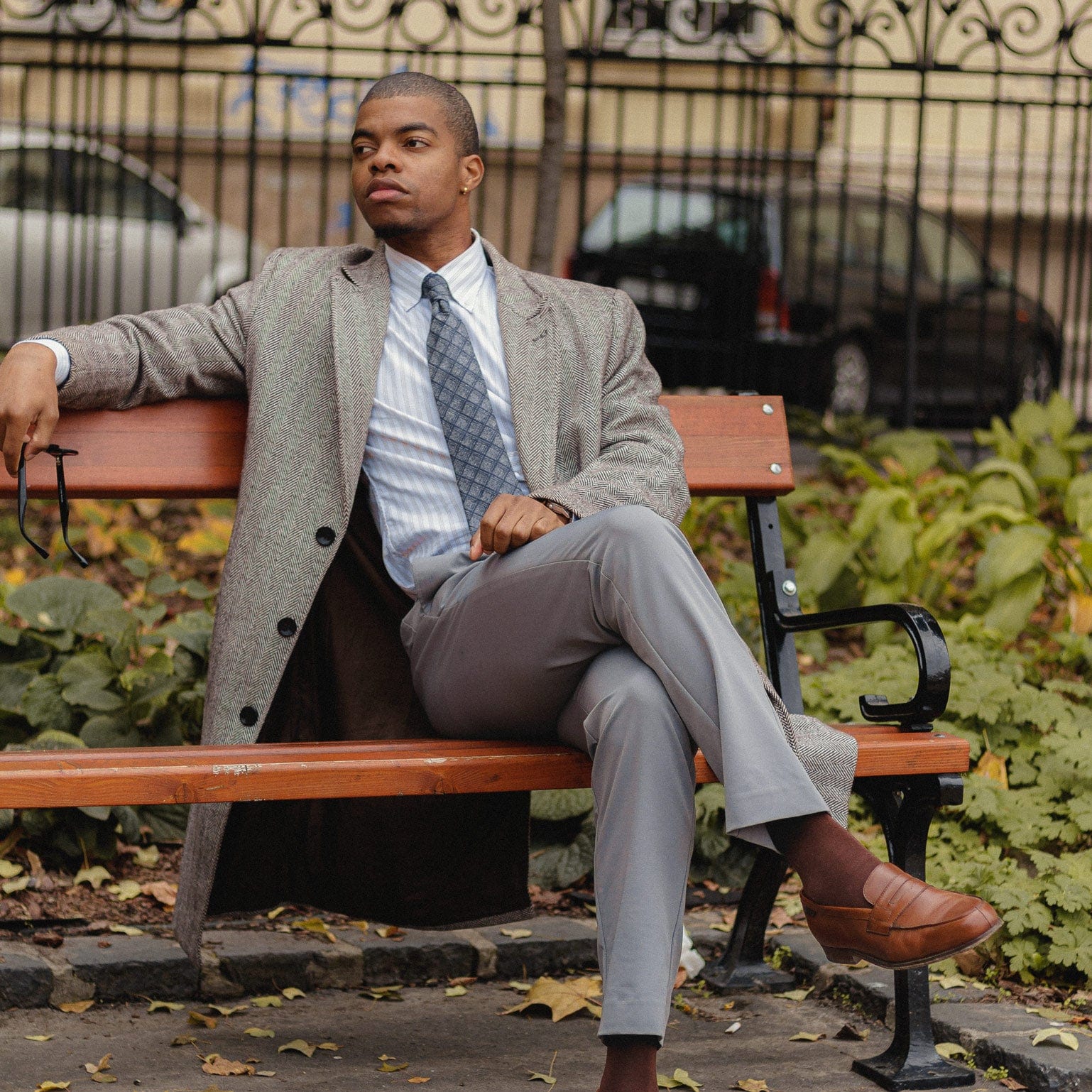 Grey Plaid Italian Silk Jacquard Tie