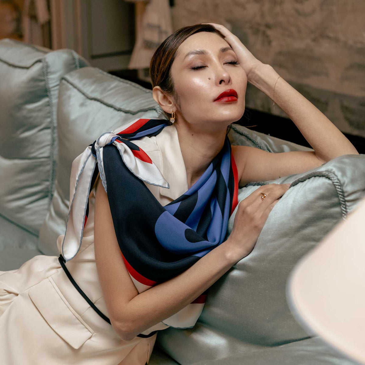 Large square silk foulard made in Italy