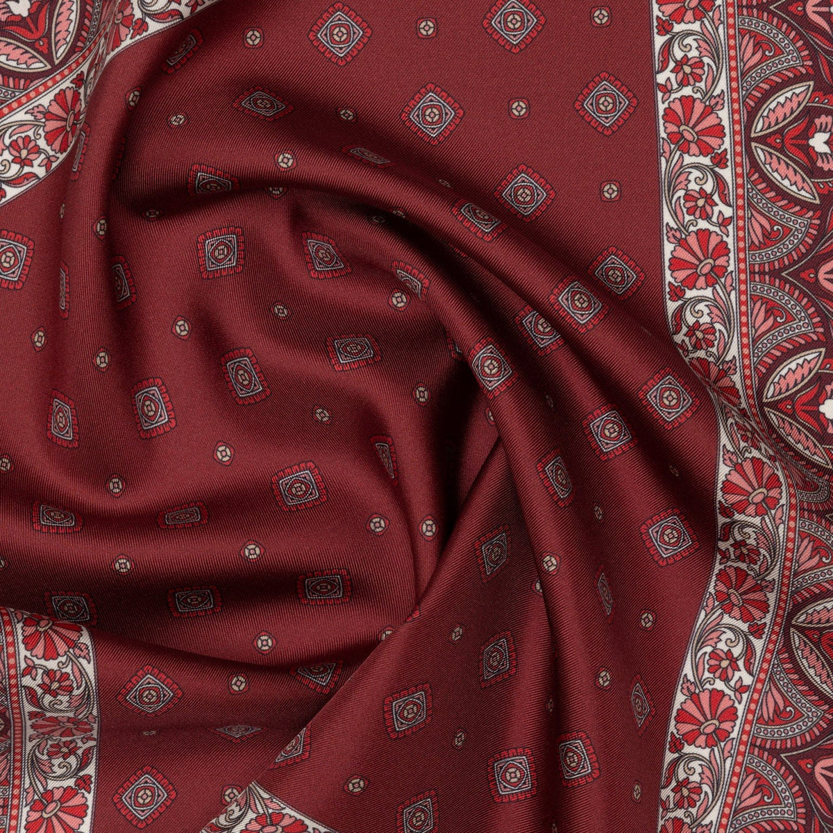 Italian Dark Red Silk Pocket Square