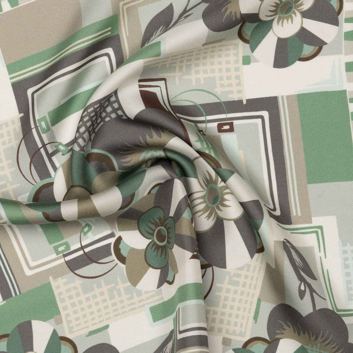 Italian Green Floral Silk Pocket Square
