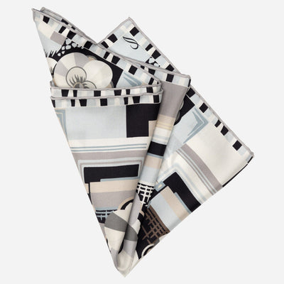 Grey Floral Luxury Silk Pocket Square