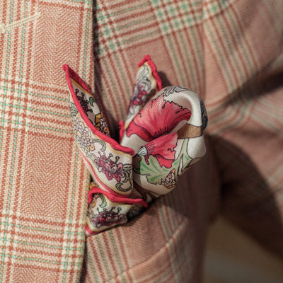 Luxury hand rolled silk pocket square