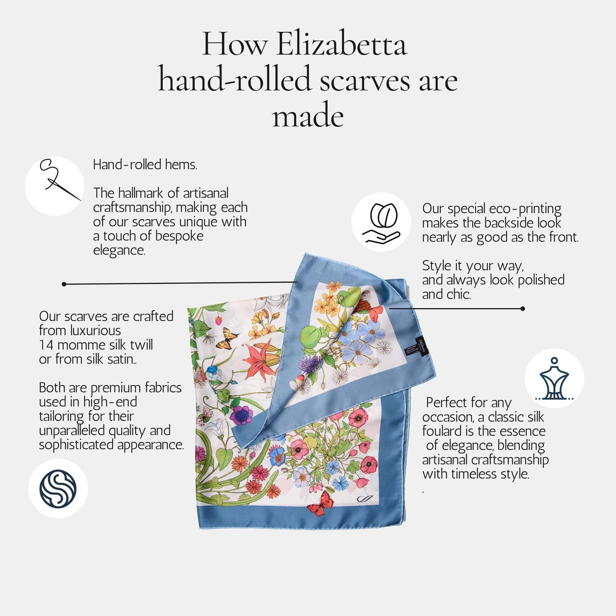 How Elizabetta silk square scarves  are made