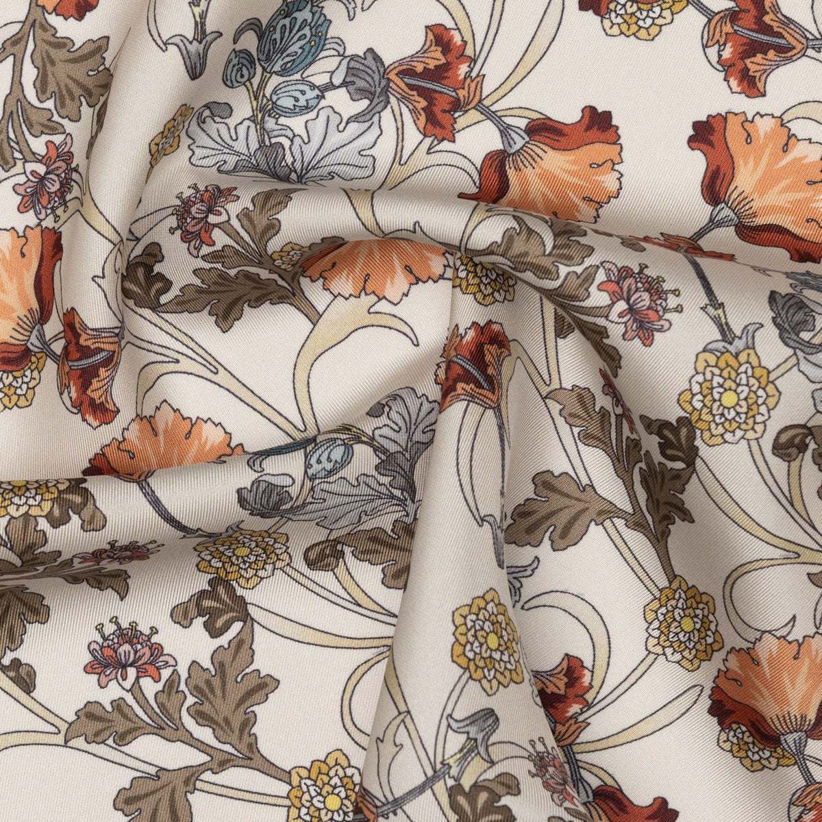 Orange Floral Italian Silk Pocket Square