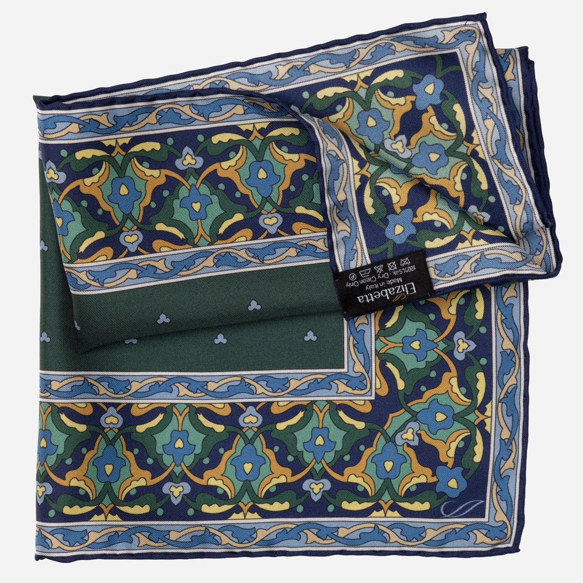 Italian Desginer Green Silk Pocket Square