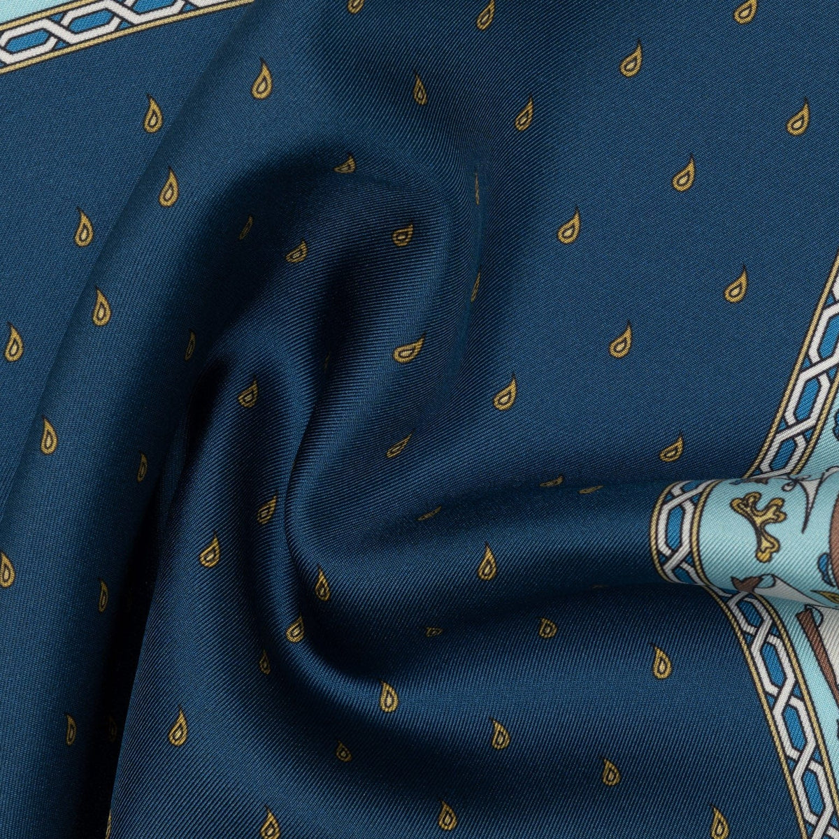 Italian Designer Navy Silk Pocket Square