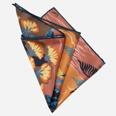Italian Designer Peach Silk Pocket Square