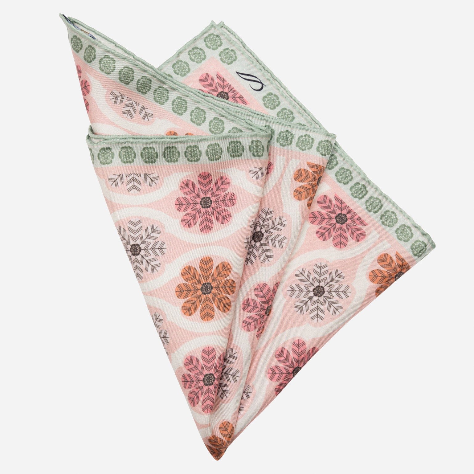 Large Pink Hand Rolled Silk Pocket Square