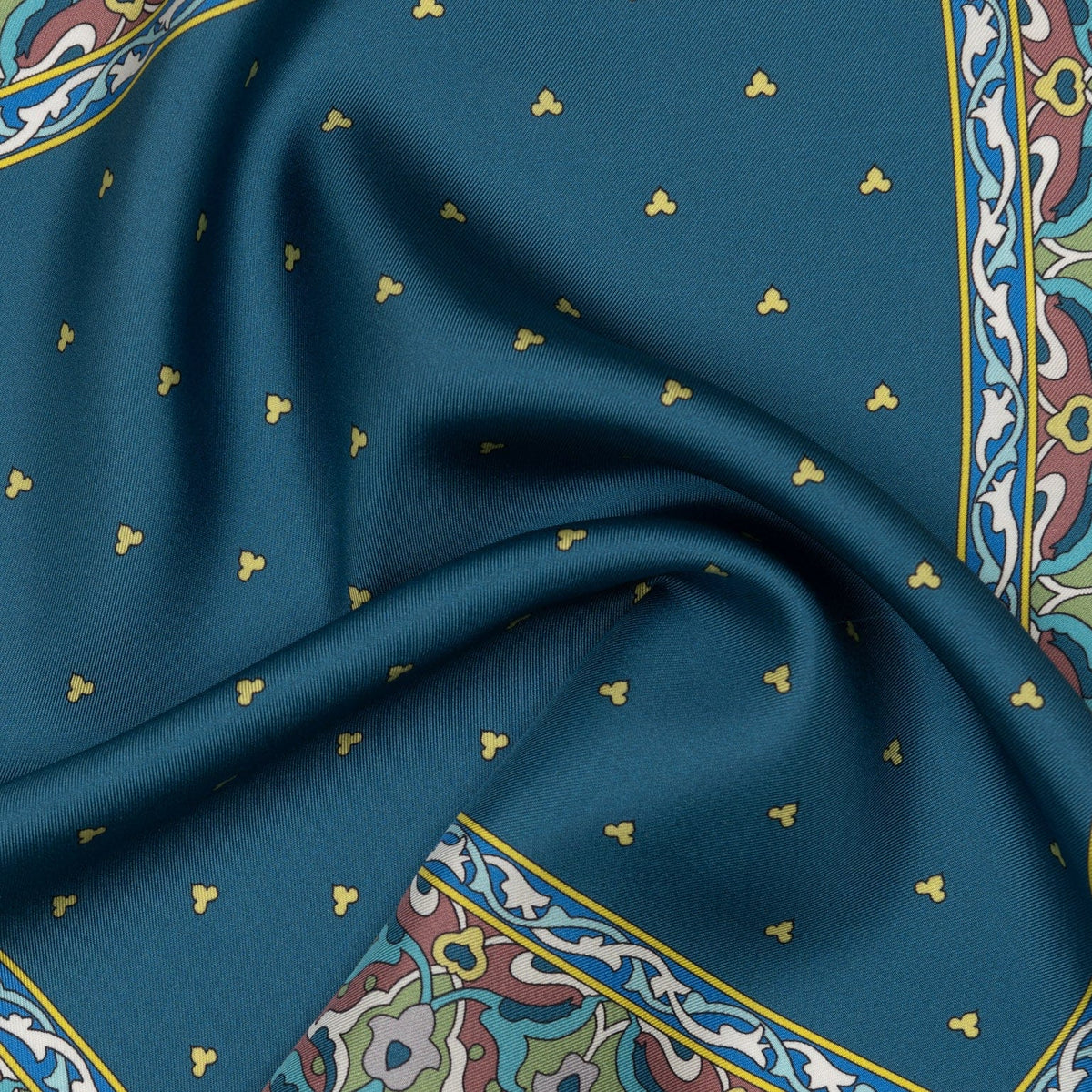 Italian Designer Teal Silk Pocket Square