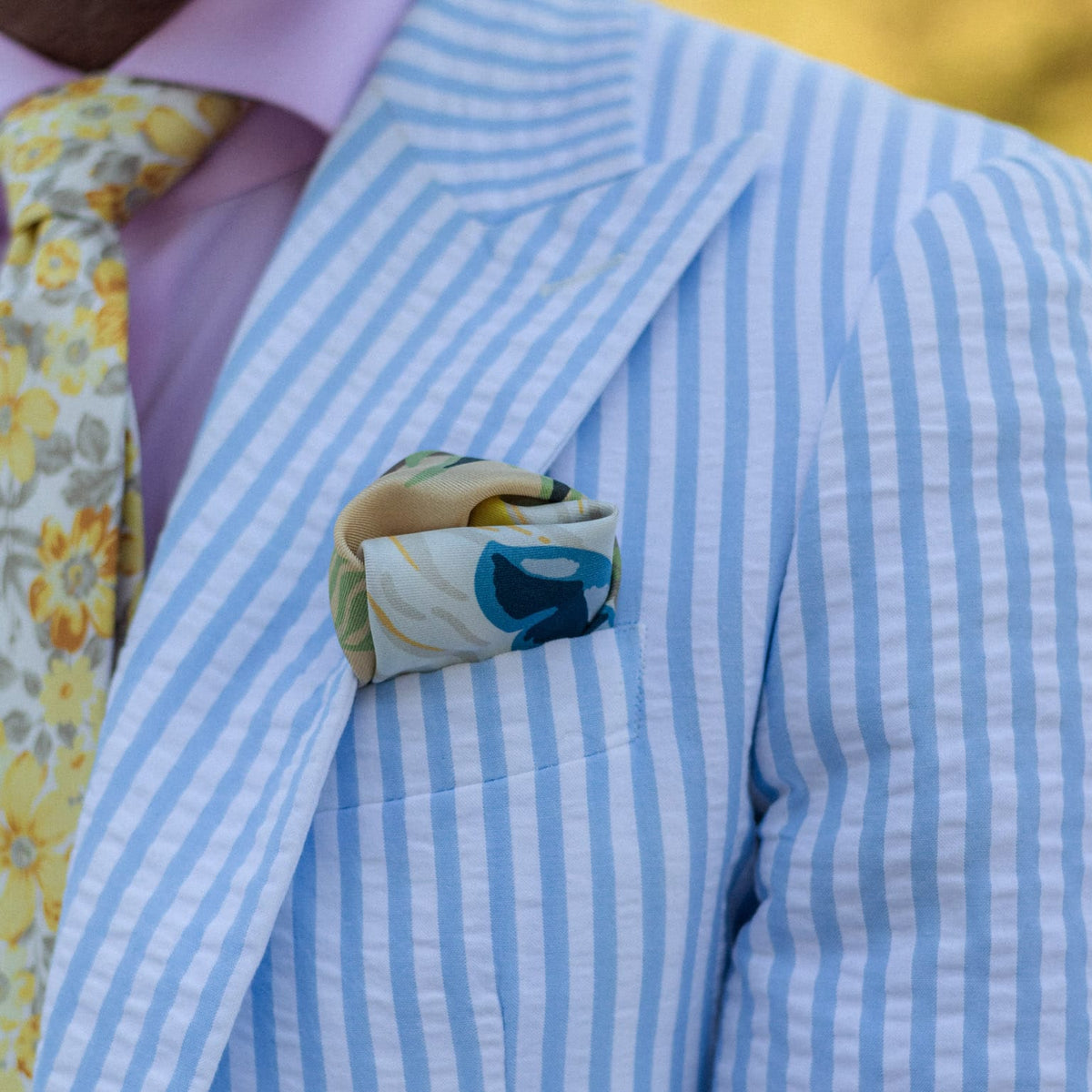 Italian Designer Peach Silk Pocket Square