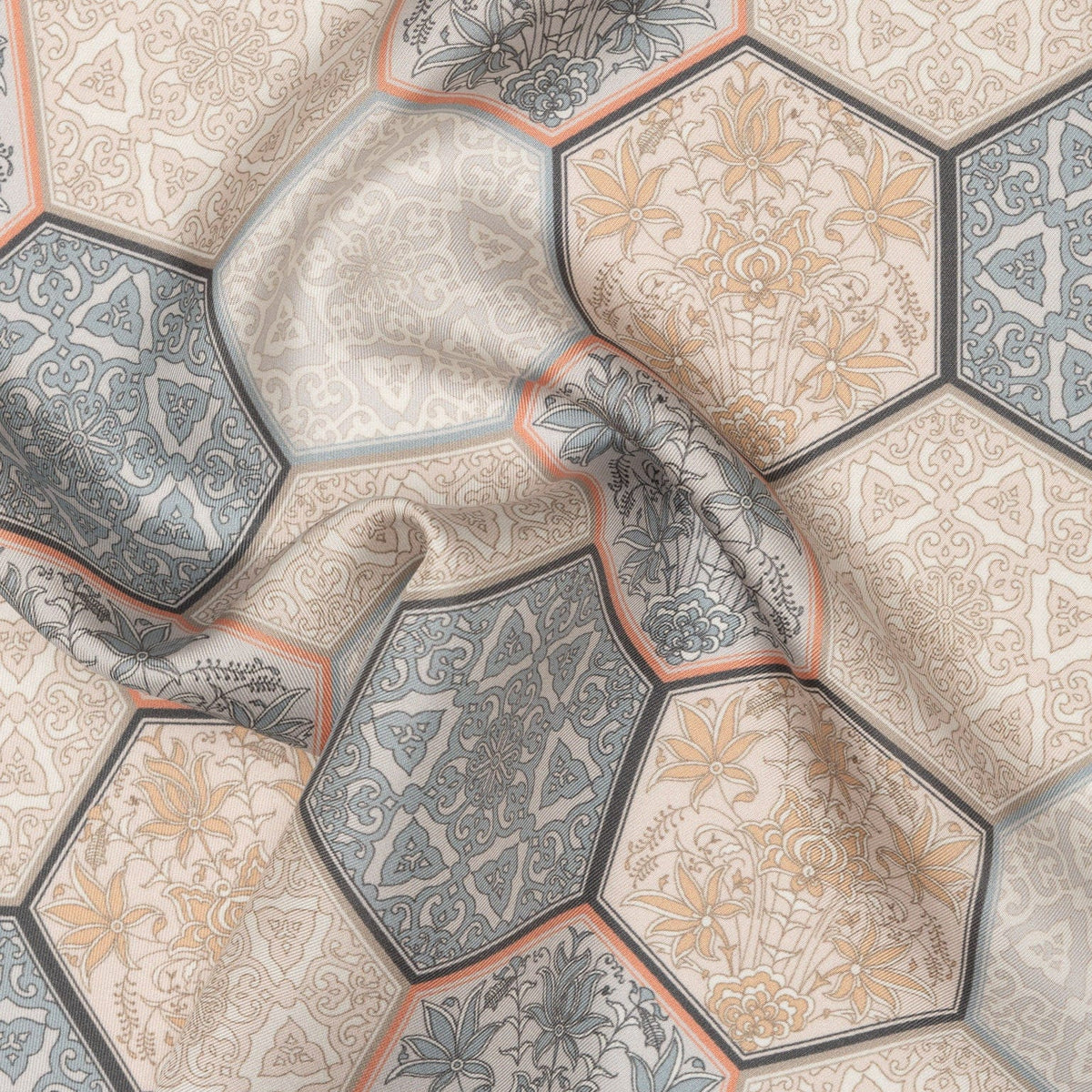 Peach and Grey Italian Silk Pocket Square