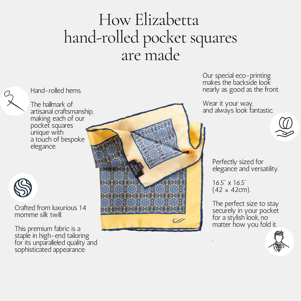 How Elizabetta hand-rolled pocket square is made