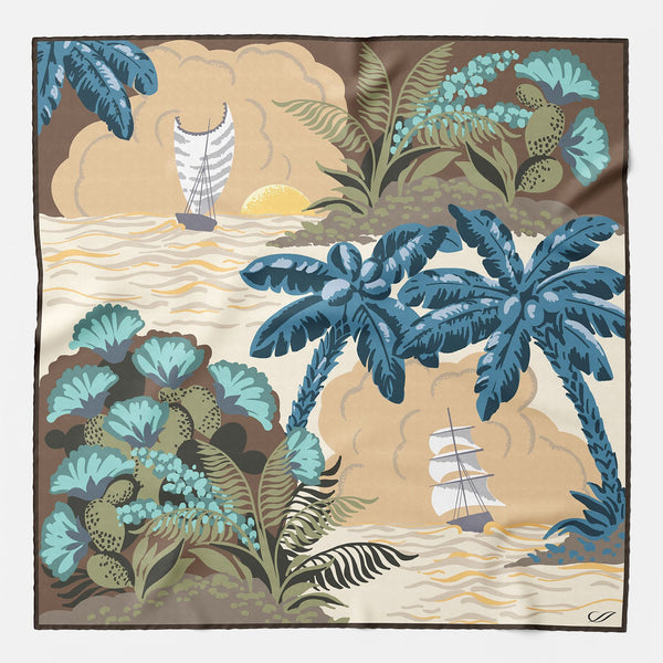 Italian Designer Aqua Silk Pocket Square