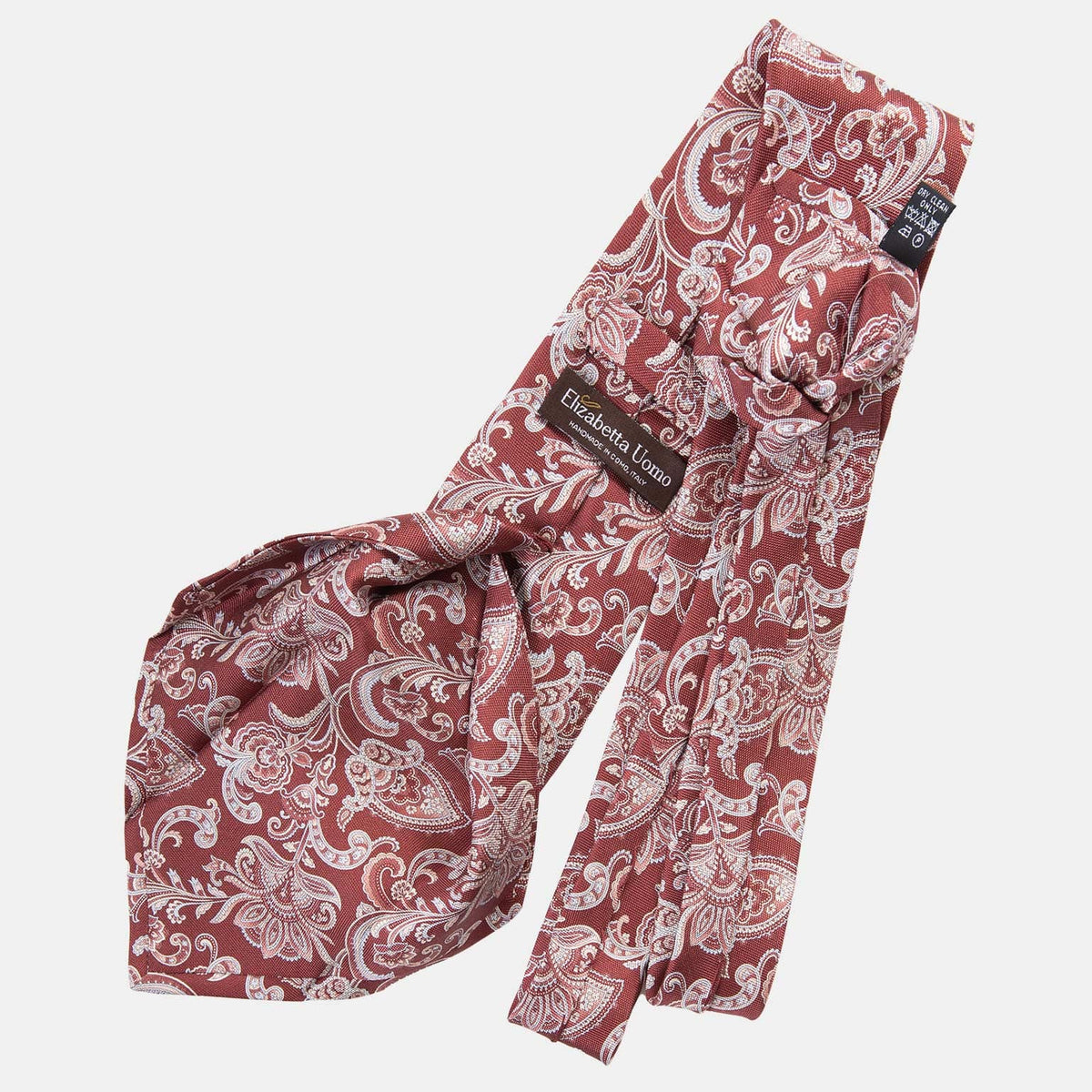 Handmade Red Floral Italian Silk Tie