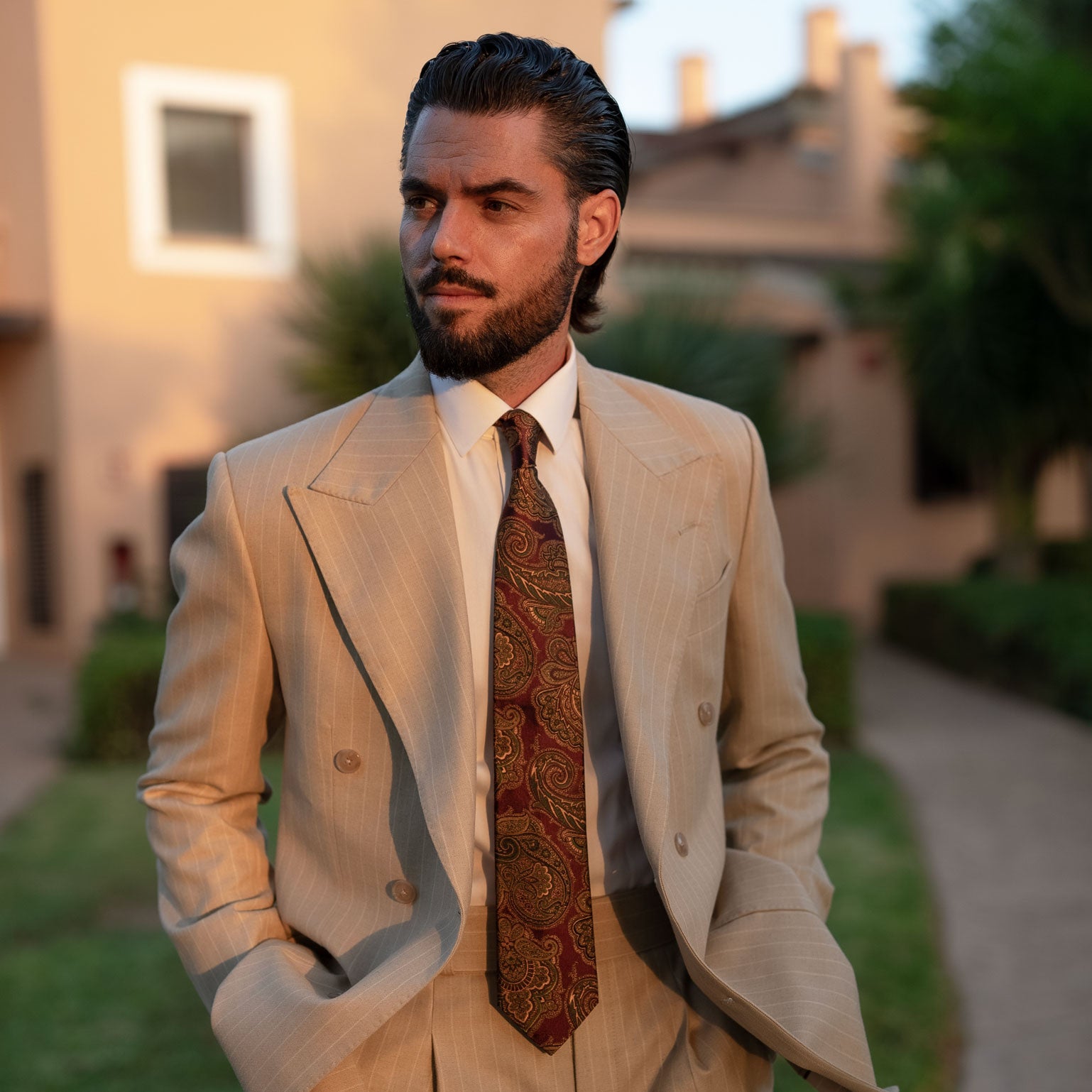 Burgundy Paisley Handmade Italian Silk Tie