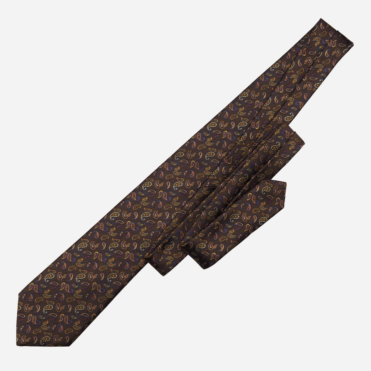 Brown Mini Paisley Italian Silk Tie