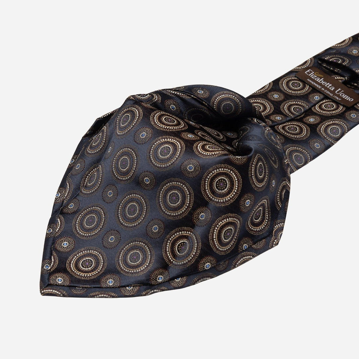 Designer Italian Silk Tie Navy and Brown