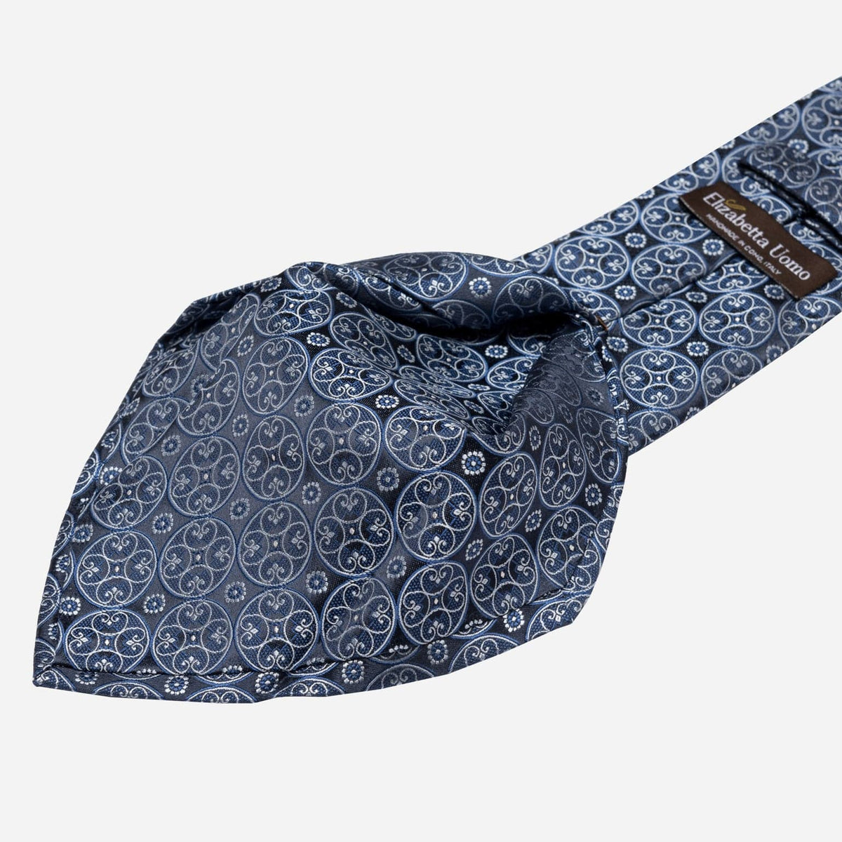 Blue Geometric Italian Silk Handmade Tie