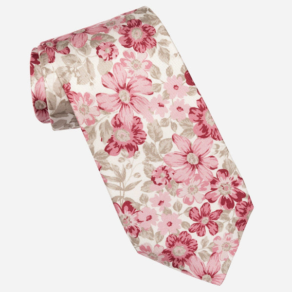 Pink Floral Luxury Men's Silk Tie