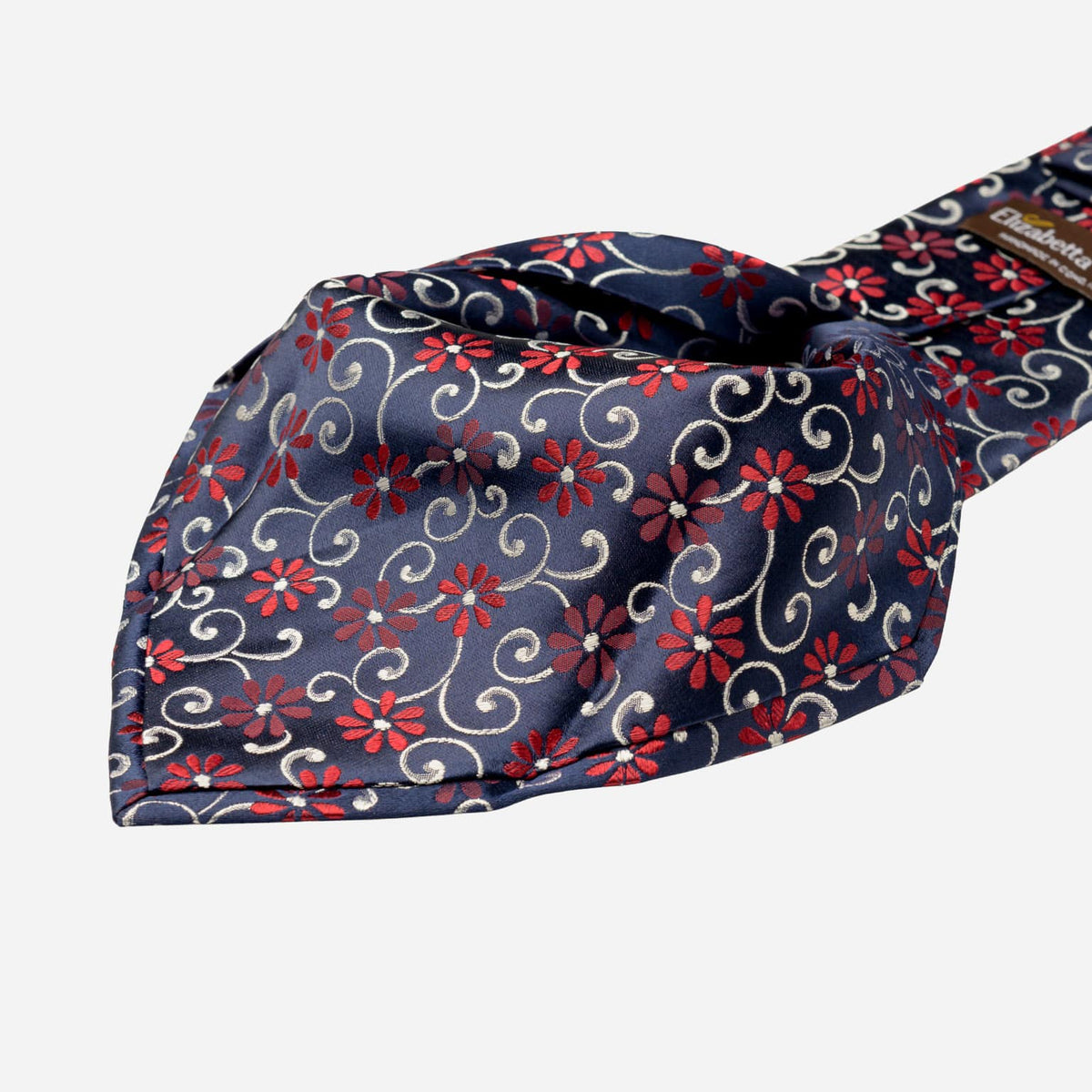 Italian Designer Red and Navy Silk Tie 