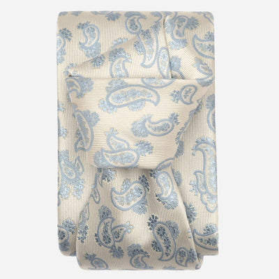 Sky Blue Paisley Designer Silk Tie