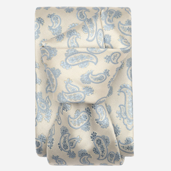 Sky Blue Paisley Designer Silk Tie