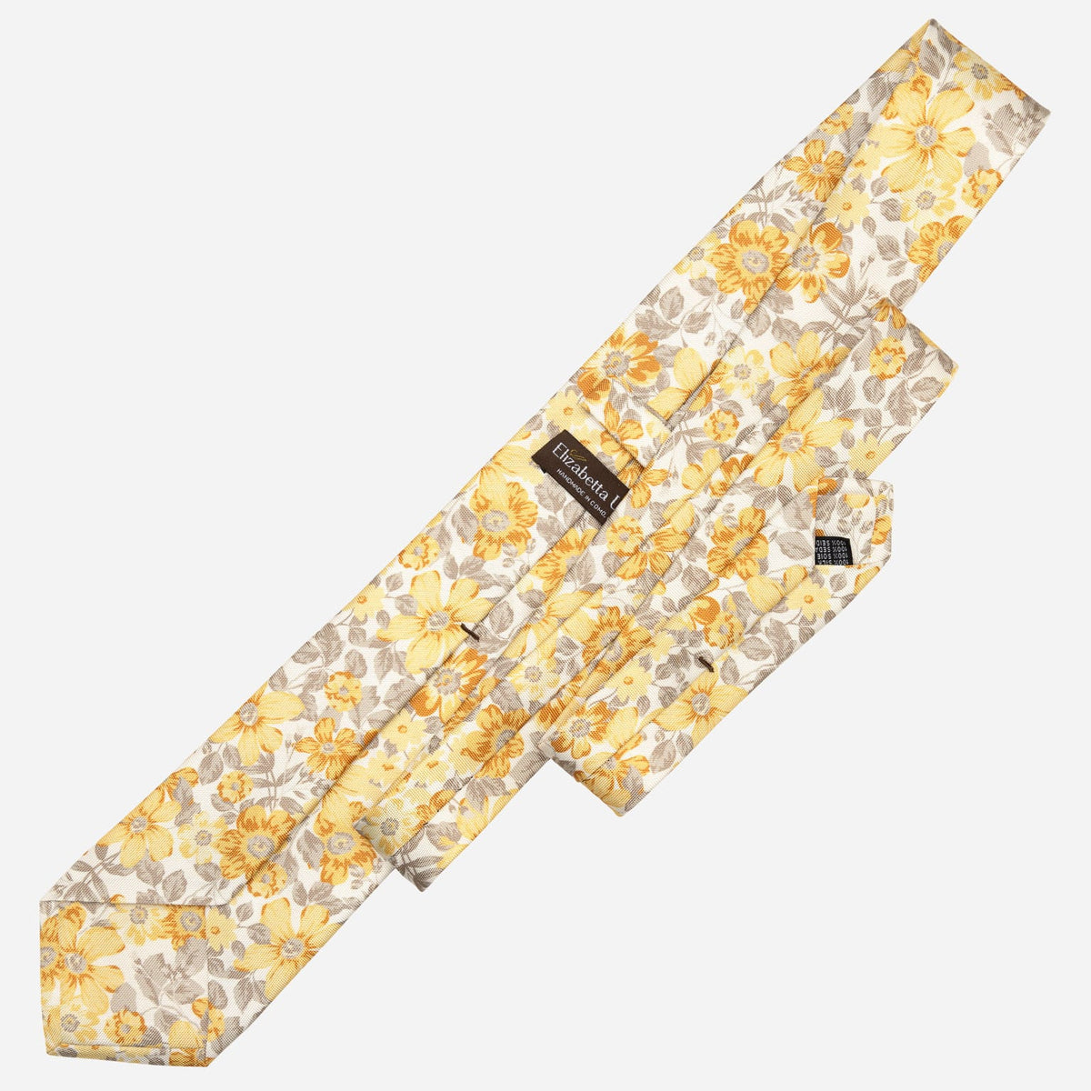 Yellow Floral Handmade Italian Silk Tie 