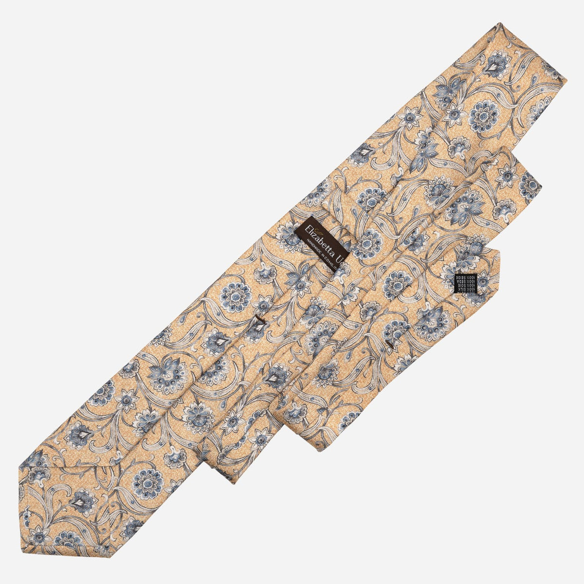 Handmade Italian Silk Tie Yellow Floral