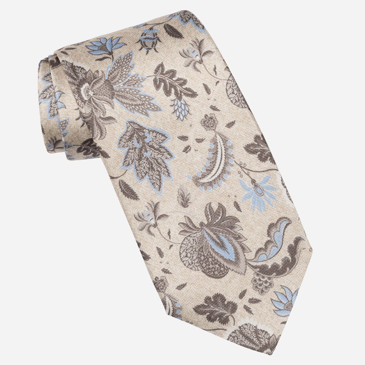 Best Handmade Beige Floral Italian Silk Tie