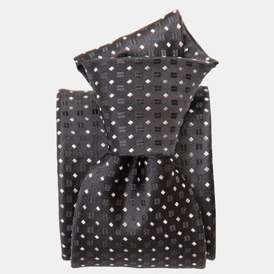 Black Formal Silk Jacquard Tie - Made in Italy
