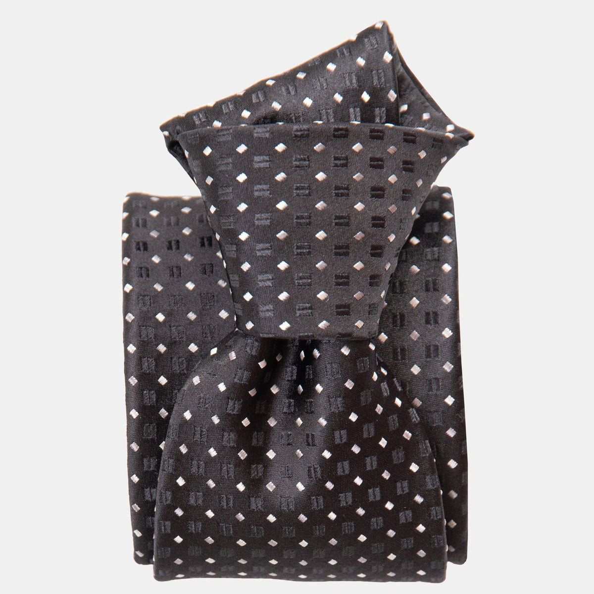 Extra Long Black Formal Silk Jacquard Tie - Made in Italy