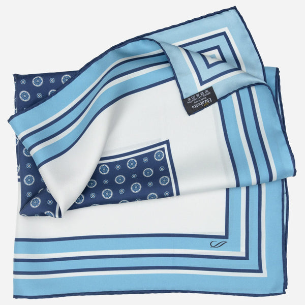 Blue Italian Designer Silk Neckerchief