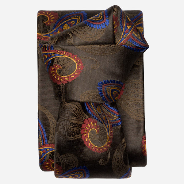 Designer Brown Paisley Silk Tie