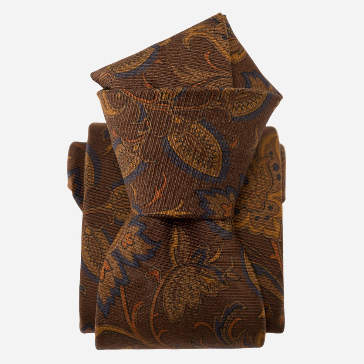 Brown Floral Italian Madder Silk Tie