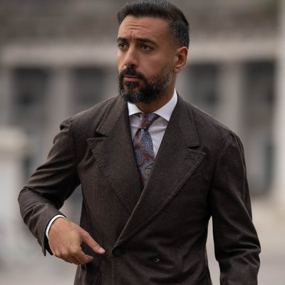 Handmade copper paisley Italian silk necktie