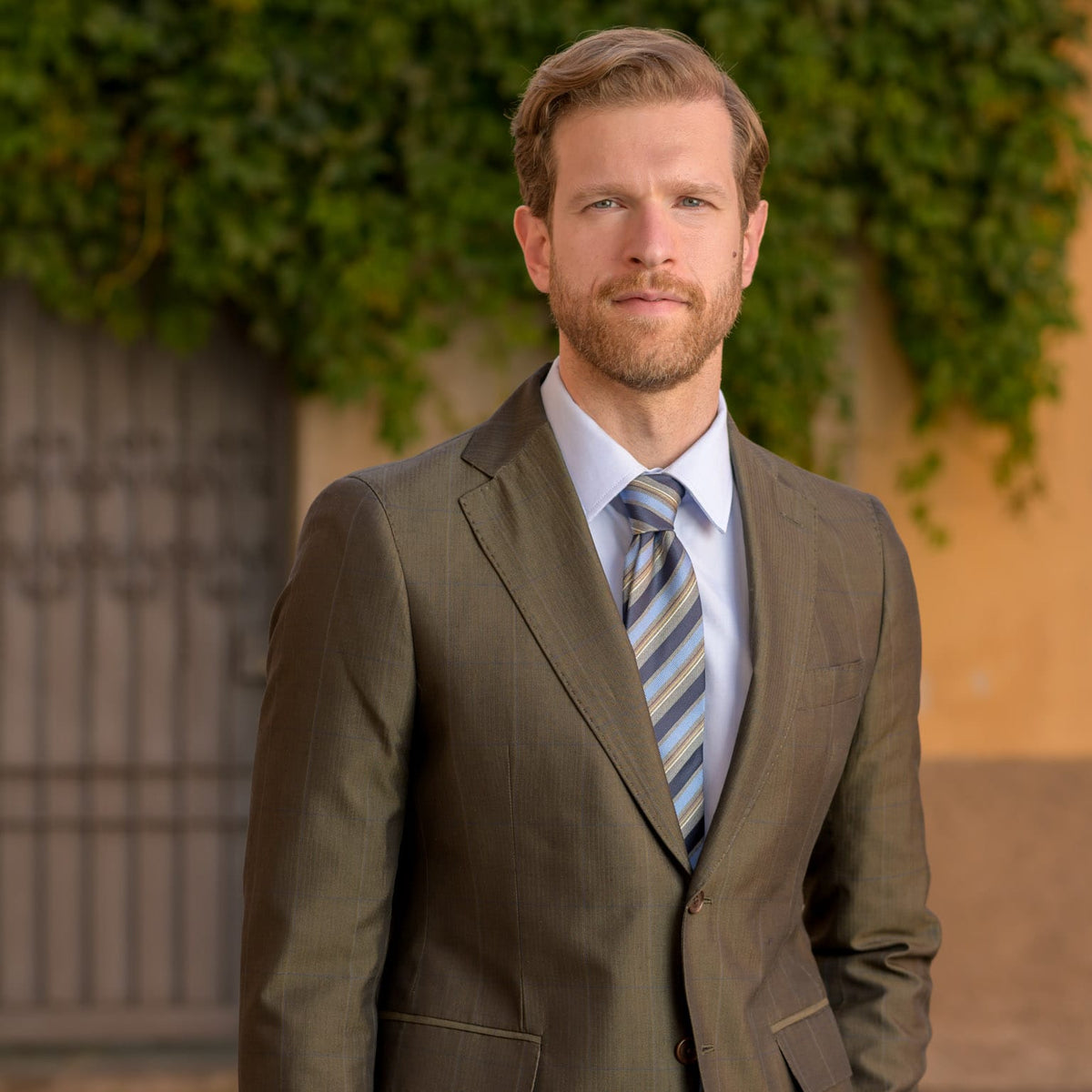 Blue and Grey Woven Striped Silk Tie