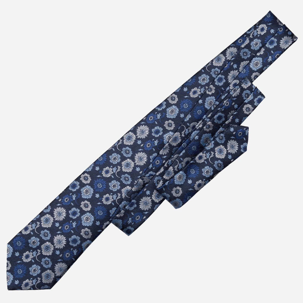 Blue Floral Italian Silk Handmade Tie