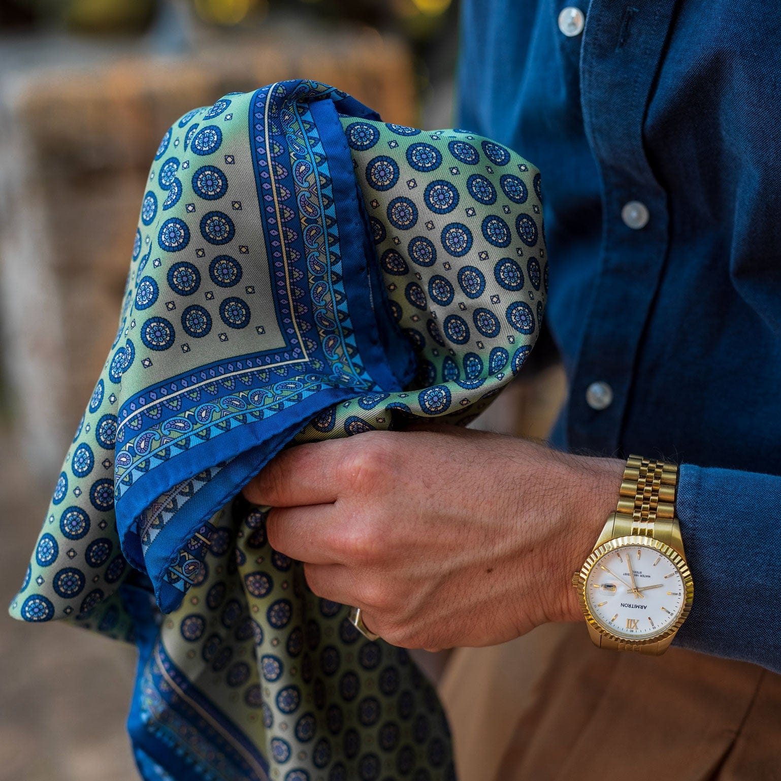 Light Green Hand Rolled Large Silk Pocket Square