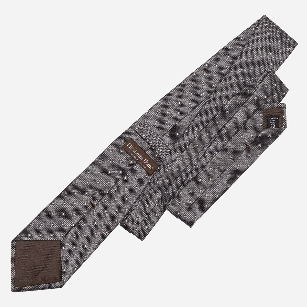 Grey Grenadine Polka Dot Tie - 100% Made in Italy