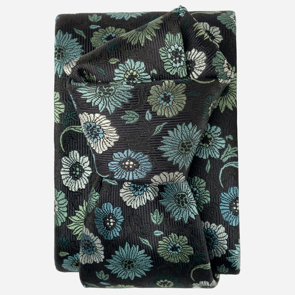 Aqua Floral Designer Luxury Silk Tie