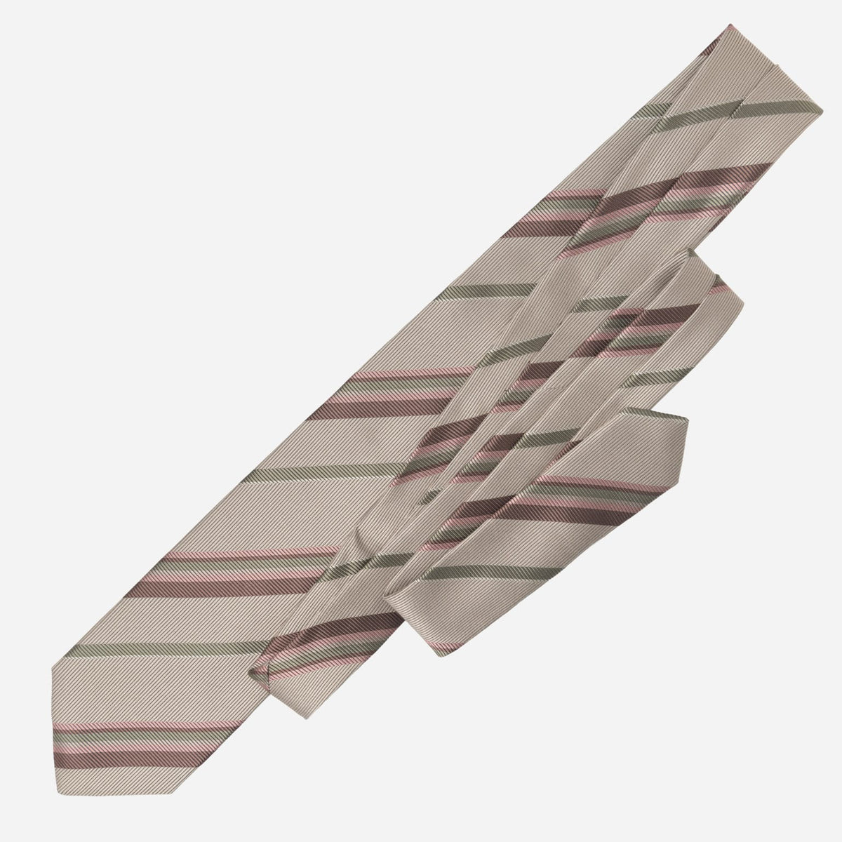 Beige Striped Handmade Italian Silk Tie