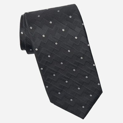 Italian Designer Black Silk Jacquard Tie