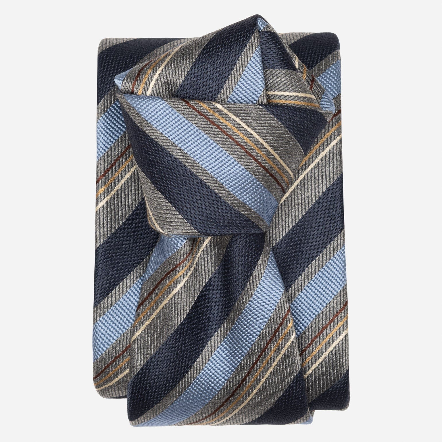 Italian Blue and Grey Stripes Silk Tie